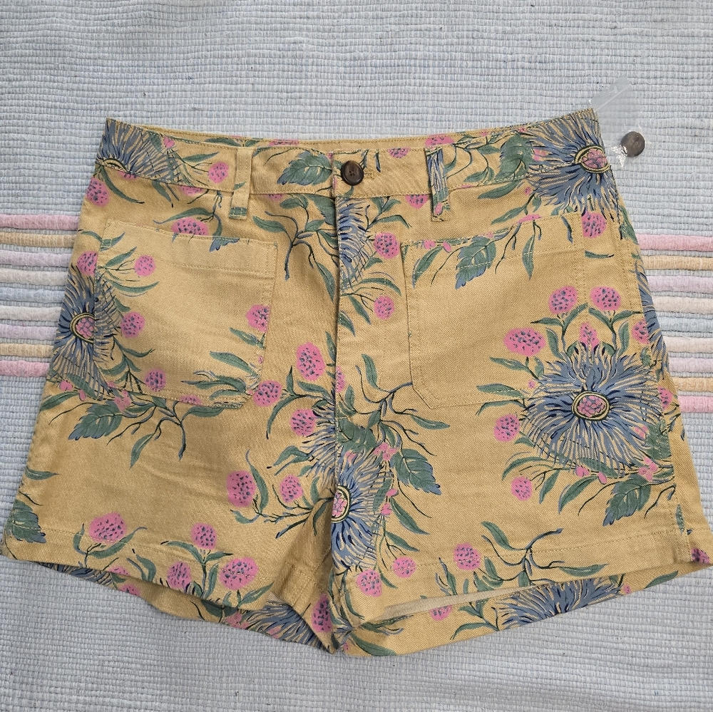 Madewell Yellow Floral Jean Shorts - Picture 2 of 4